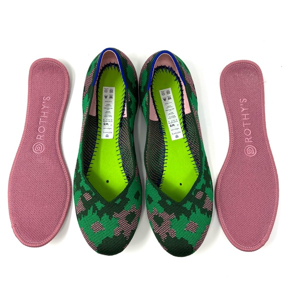 Rothy’s “The Flat” Botanicamo Green Slip On Ballet Flats Size 8 - Picture 2 of 9